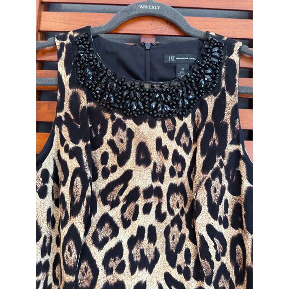 International Concepts NWT Leopard Print Beaded Neckline Lined Sleeveless Sz 10 - Picture 4 of 8